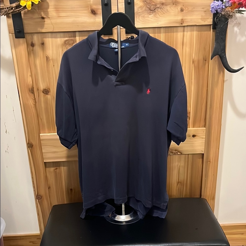 Polo by Ralph Lauren Men's Dark Blue Polo with Red Emblem - Picture 1 of 7